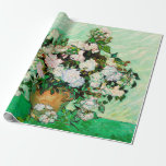 Vincent Van Gogh Roses (1890) Wrapping Paper<br><div class="desc">Pretty , Vintage , Beautiful painting Vase with Pink Roses (1890) by Vincent Van Gogh Sticker. This is an old masterpiece from the dutch master painter Vincent Van Gogh. This fine art old oil painting of has beautiful, vibrant, saturated colour. This old painting depicts a vase of roses. This is...</div>