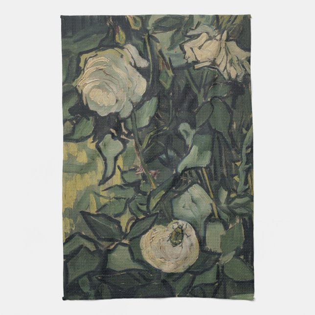 Vincent van Gogh - Roses and Beetle Tea Towel (Vertical)