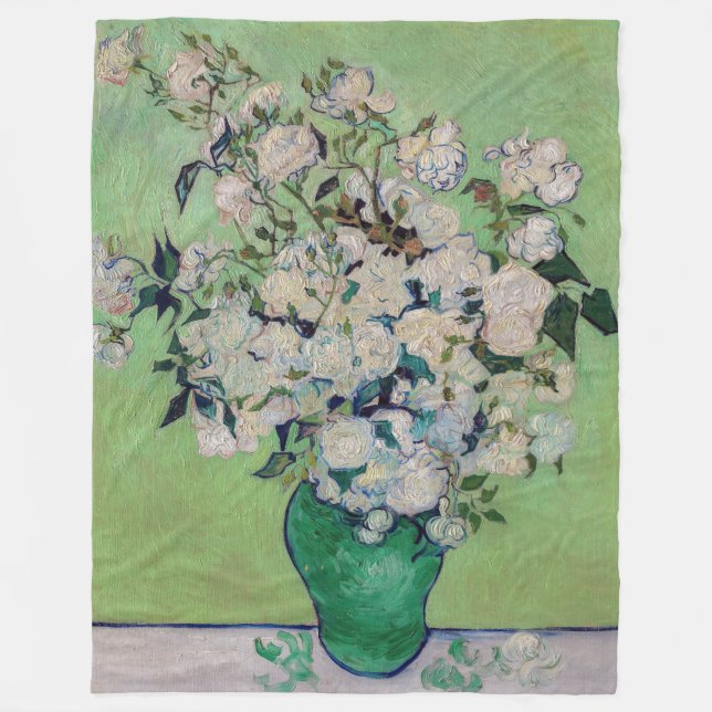 Vincent van Gogh - Roses Fleece Blanket (Front)