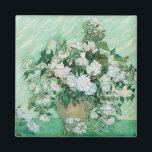 Vincent van Gogh - Roses Magnet<br><div class="desc">Roses / Still Life: Vase with Pink Roses - Vincent van Gogh,  Oil on Canvas,  1890</div>