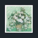 Vincent van Gogh - Roses Napkin<br><div class="desc">Roses / Still Life: Vase with Pink Roses - Vincent van Gogh,  Oil on Canvas,  1890</div>