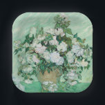 Vincent van Gogh - Roses Paper Plate<br><div class="desc">Roses / Still Life: Vase with Pink Roses - Vincent van Gogh,  Oil on Canvas,  1890</div>