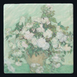 Vincent van Gogh - Roses Stone Coaster<br><div class="desc">Roses / Still Life: Vase with Pink Roses - Vincent van Gogh,  Oil on Canvas,  1890</div>