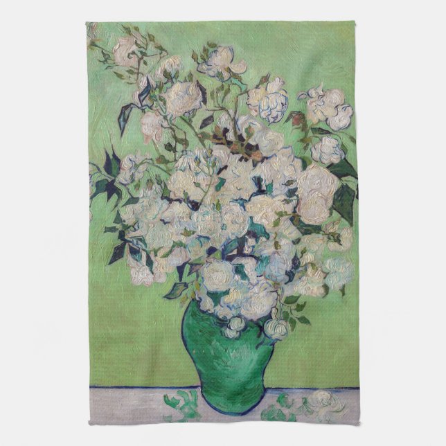 Vincent van Gogh - Roses Tea Towel (Vertical)