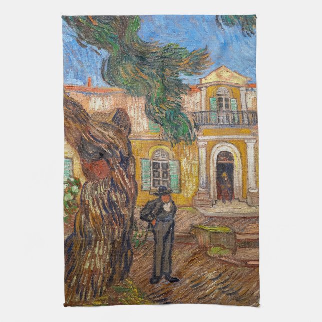 Vincent Van Gogh - Saint-Paul Asylum in Saint-Remy Tea Towel (Vertical)