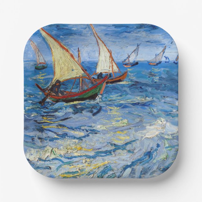 Vincent van Gogh - Seascape at Saintes-Maries Paper Plate (Front)