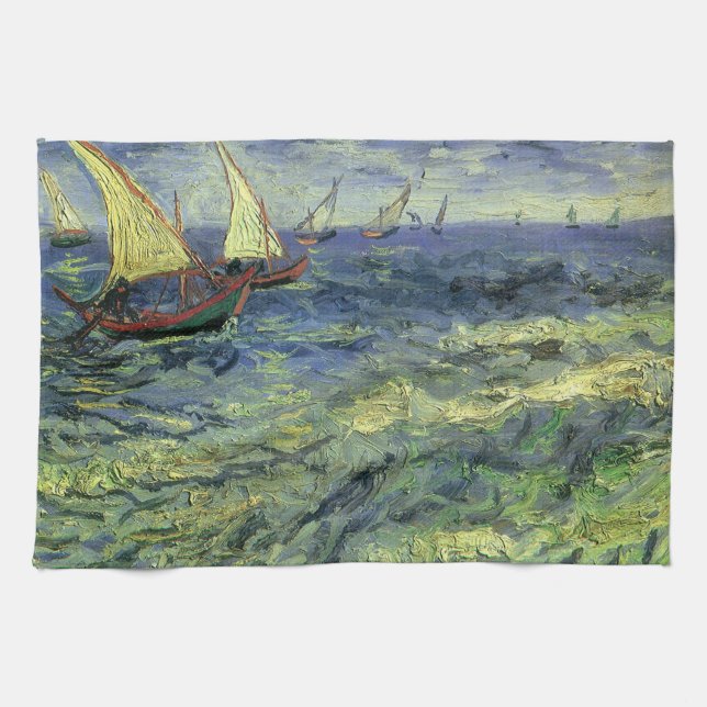 Vincent van Gogh - Seascape at Saintes Maries Tea Towel (Horizontal)