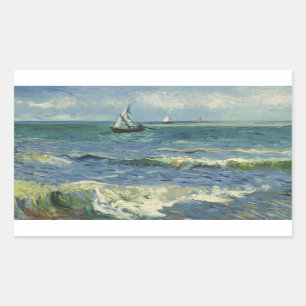 Vincent van Gogh - Seascape near Les Saintes Rectangular Sticker