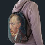 Vincent Van Gogh Self Portrait Art Monogrammed Drawstring Bag<br><div class="desc">Create your own custom, personalised, vintage fine art / masterpiece / classic art lovers and Van Gogh connoisseurs', monogrammed, cool, chic, stylish, pretty, elegant faux gold typography script, 100% polyester, kids girls school / college / sports drawstring backpack, featuring an intricate detailed colourful self-portrait vintage oil on artist's board painting,...</div>