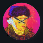 Vincent Van Gogh - Self Portrait Bandage Pop Art Large Clock<br><div class="desc">Oil on canvas from 1889, this self portrait showing Van Gogh's bandaged ear and deeply sad eyes, was painted a month after his breakdown in December 1888 when he cut off his own earlobe with a razor following an argument with his roomate, Paul Gauguin. Unlike similar stores, Art Lover's Cafe...</div>