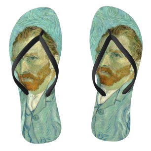 Vincent Van Gogh Self Portrait Blue Background Jandals