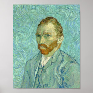 Vincent Van Gogh Self Portrait Blue Background Poster