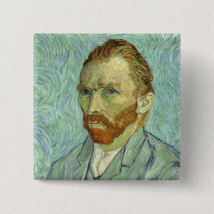 Vincent Van Gogh Self Portrait Fine Art Painting 15 Cm Square Badge