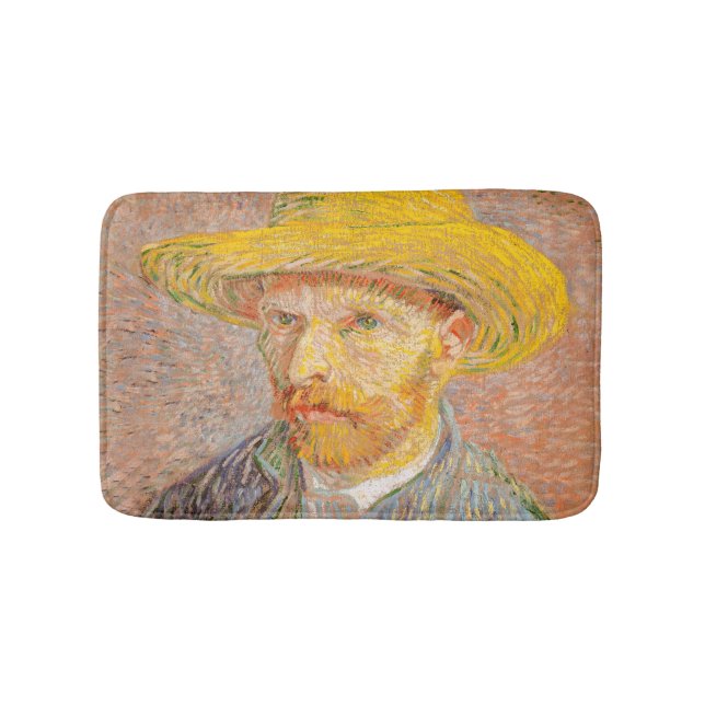 Vincent Van Gogh Self Portrait impressionist paint Bath Mat (Front)