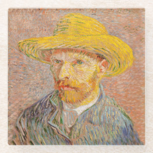 Vincent Van Gogh Self Portrait impressionist paint Glass Coaster