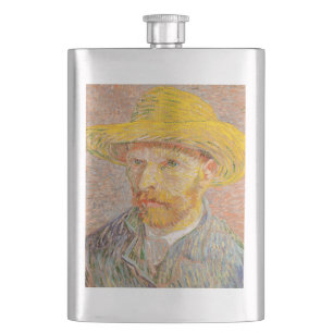 Vincent Van Gogh Self Portrait impressionist paint Hip Flask