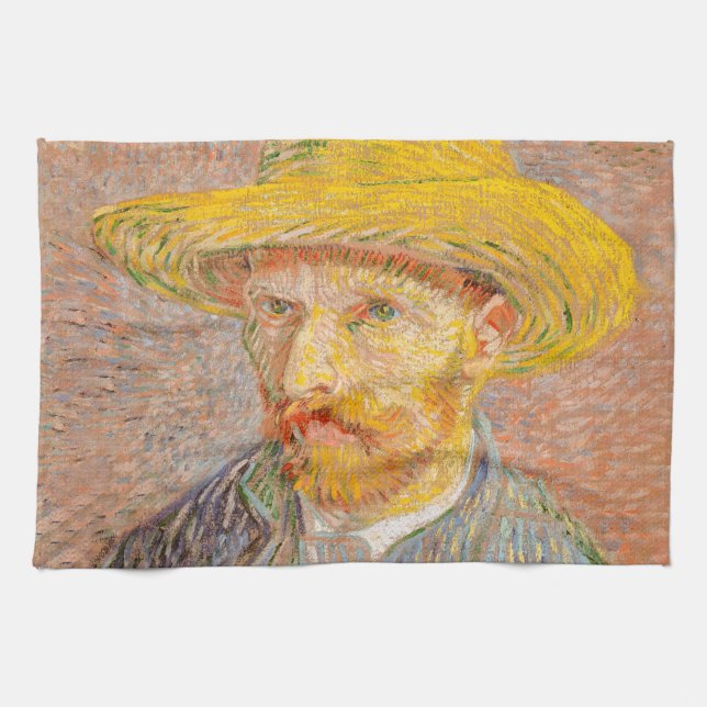 Vincent Van Gogh Self Portrait impressionist paint Tea Towel (Horizontal)