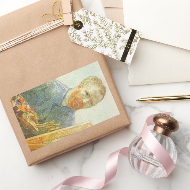 Vincent van Gogh - Self Portrait in Front of Easel Rectangular Sticker (Gifting)