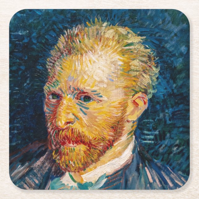Vincent Van Gogh - Self-Portrait Square Paper Coaster (Front)