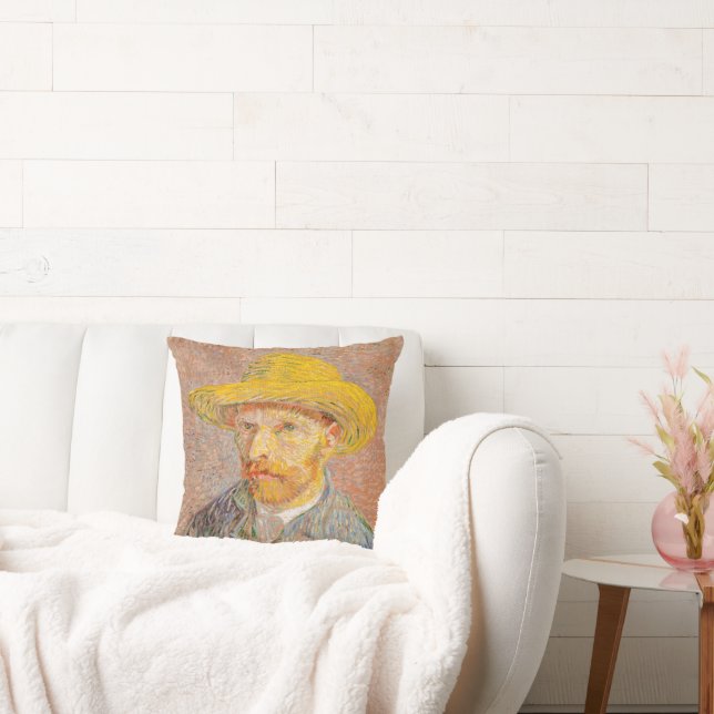 Vincent Van Gogh Self Portrait Straw Hat Cushion (Couch)