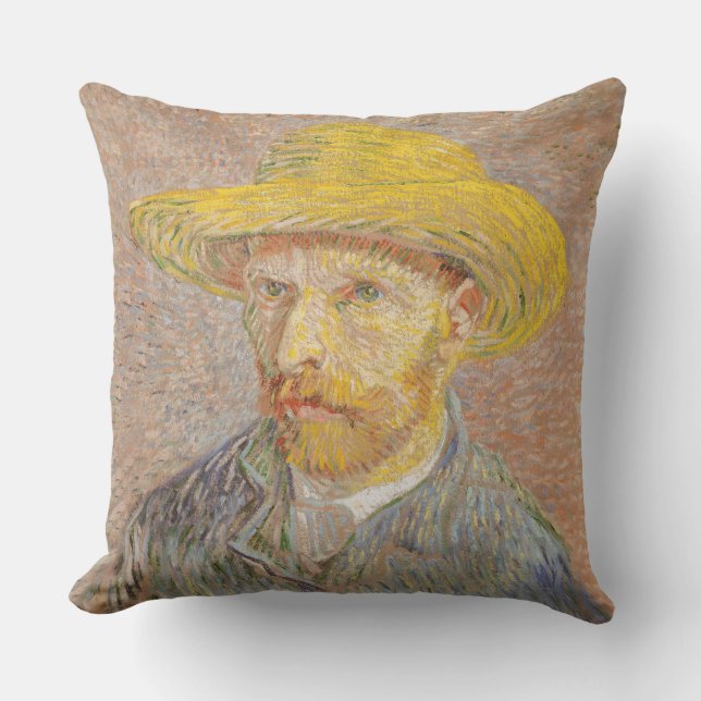 Vincent Van Gogh Self Portrait Straw Hat Cushion (Front)