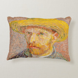 Vincent Van Gogh Self Portrait Straw Hat Decorative Cushion