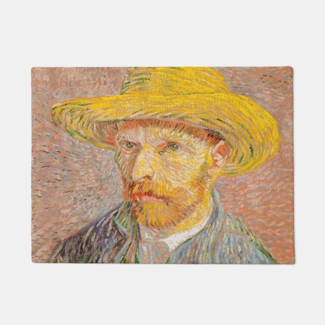 Vincent Van Gogh Self Portrait Straw Hat Doormat (Front)