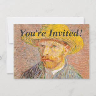 Vincent Van Gogh Self Portrait Straw Hat Invitation