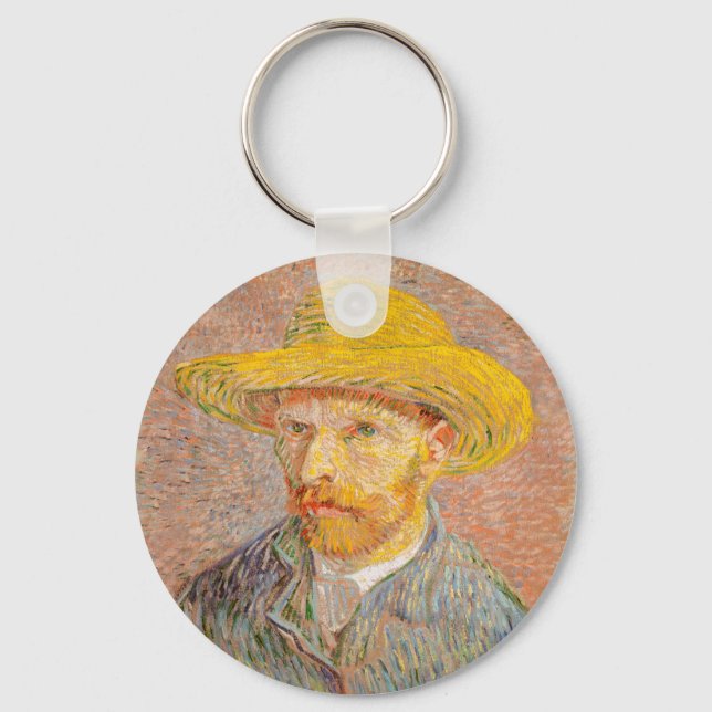 Vincent Van Gogh Self Portrait Straw Hat Key Ring (Front)