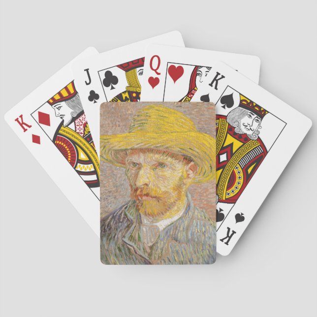 Vincent Van Gogh Self Portrait Straw Hat Playing Cards (Back)