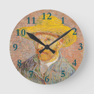 Vincent Van Gogh Self Portrait Straw Hat Round Clock