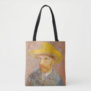 Vincent Van Gogh Self Portrait Straw Hat Tote Bag