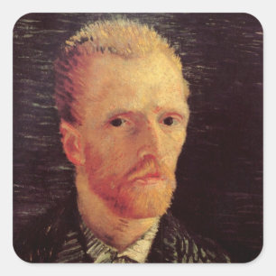 Vincent van Gogh Self Portrait, Vintage Fine Art Square Sticker