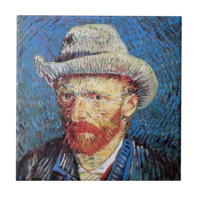 Vincent Van Gogh Self Portrait With Grey Felt Hat Tile (Front)