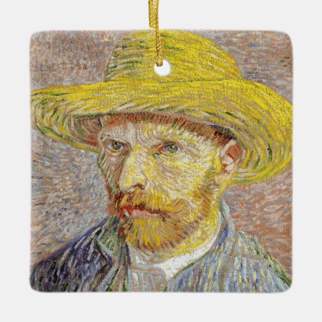 Vincent van Gogh - Self-portrait with Straw Hat Ceramic Ornament (Front)