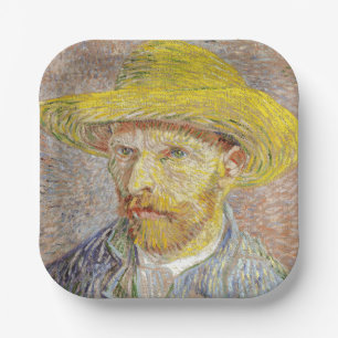 Vincent van Gogh - Self-portrait with Straw Hat Paper Plate