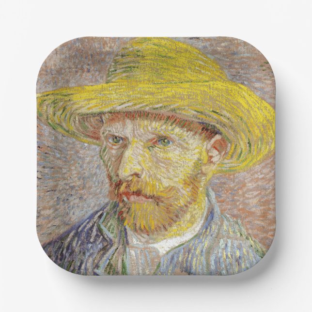 Vincent van Gogh - Self-portrait with Straw Hat Paper Plate (Front)
