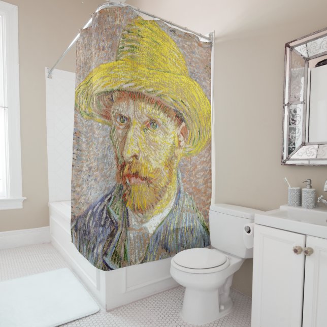 Vincent van Gogh - Self-portrait with Straw Hat Shower Curtain (In Situ)