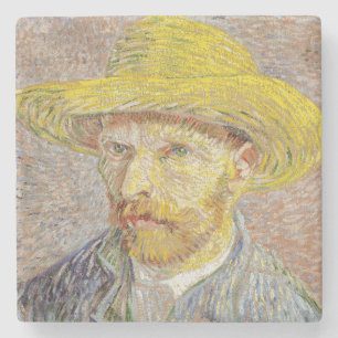 Vincent van Gogh - Self-portrait with Straw Hat Stone Coaster