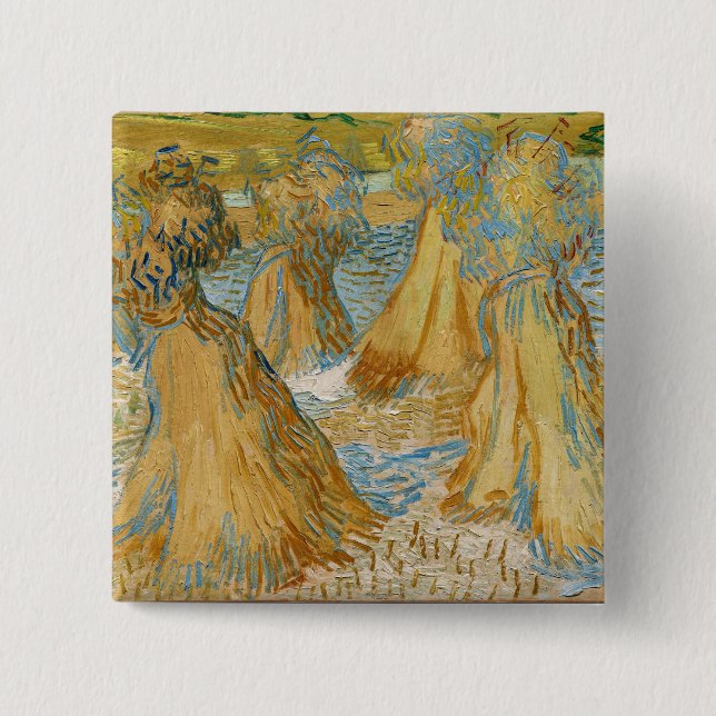 Vincent van Gogh - Sheaves of Wheat 15 Cm Square Badge (Front)
