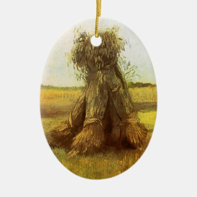 Vincent van Gogh - Sheaves of Wheat Ceramic Tree Decoration (Front)