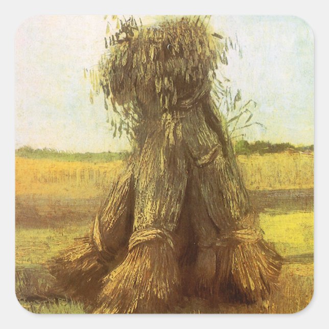 Vincent van Gogh - Sheaves of Wheat Square Sticker (Front)