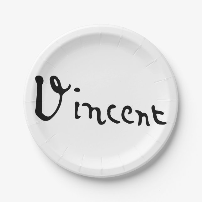 Vincent Van Gogh Signature Paper Plate (Front)