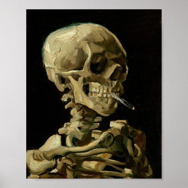 Vincent Van Gogh Skeleton with a Burning Cigarette Poster (Front)