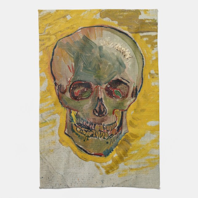 Vincent van Gogh - Skull 1887 #2 Tea Towel (Vertical)