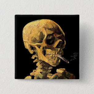 Vincent Van Gogh - Skull With Burning Cigarette 15 Cm Square Badge
