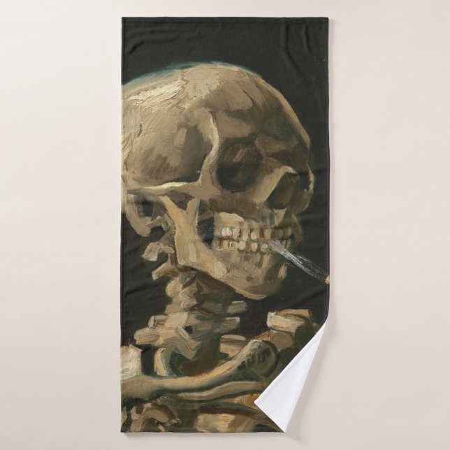 Vincent Van Gogh - Skull with Burning Cigarette Bath Towel (Bath Towel)