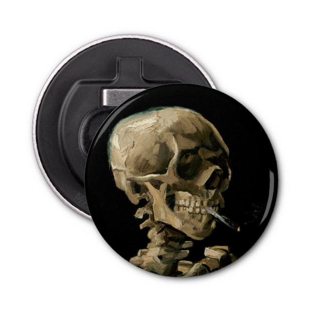 Vincent van Gogh - Skull with Burning Cigarette Bottle Opener (Front)