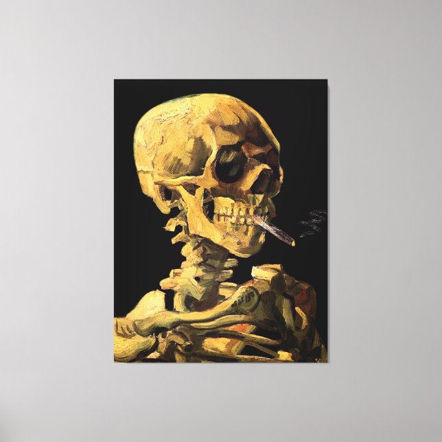 Vincent Van Gogh - Skull With Burning Cigarette Canvas Print (Front)