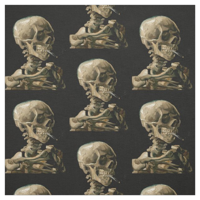 Vincent van Gogh - Skull with Burning Cigarette Fabric (Swatch)